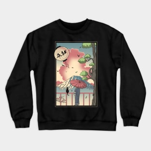 Lantern and the umbrella- Old Japanese Ukiyo-e Woodblock Print Art Crewneck Sweatshirt